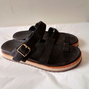 Merrell Women's Size 9 Juno Sandals Buckle Slide Black Leather Toe Loop